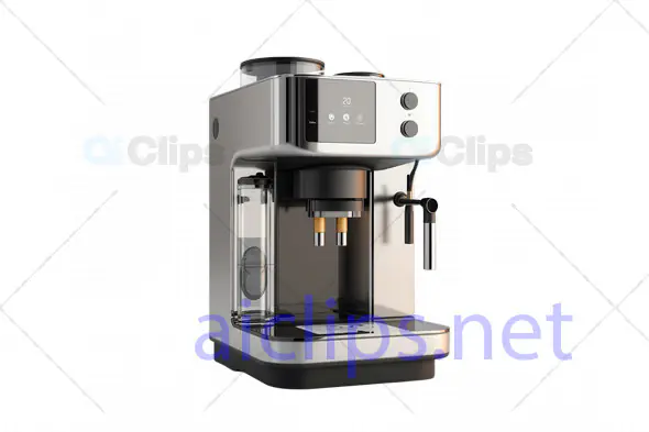 3D Modern Espresso Machine with Dual Spouts and Touch Display