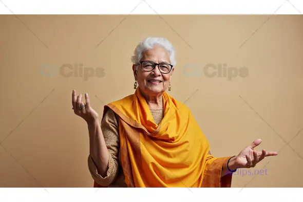 Senior Woman in Traditional Attire Smiling