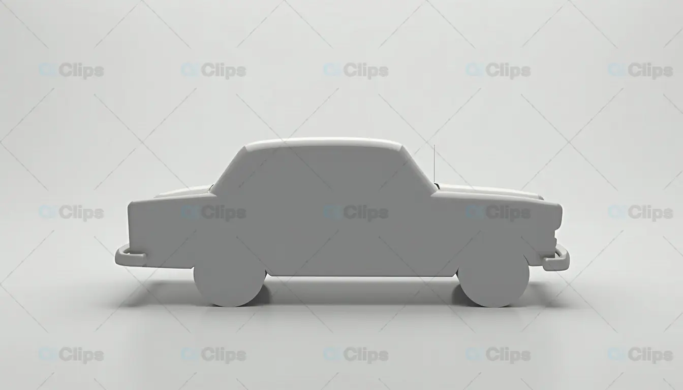 Modern Minimalistic Car Silhouette in White