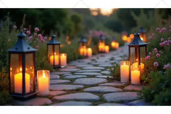 Candlelit Garden Path at Dusk