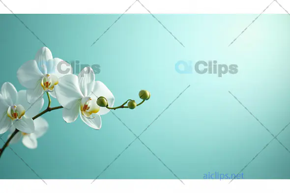 Elegant White Orchid on Turquoise Background