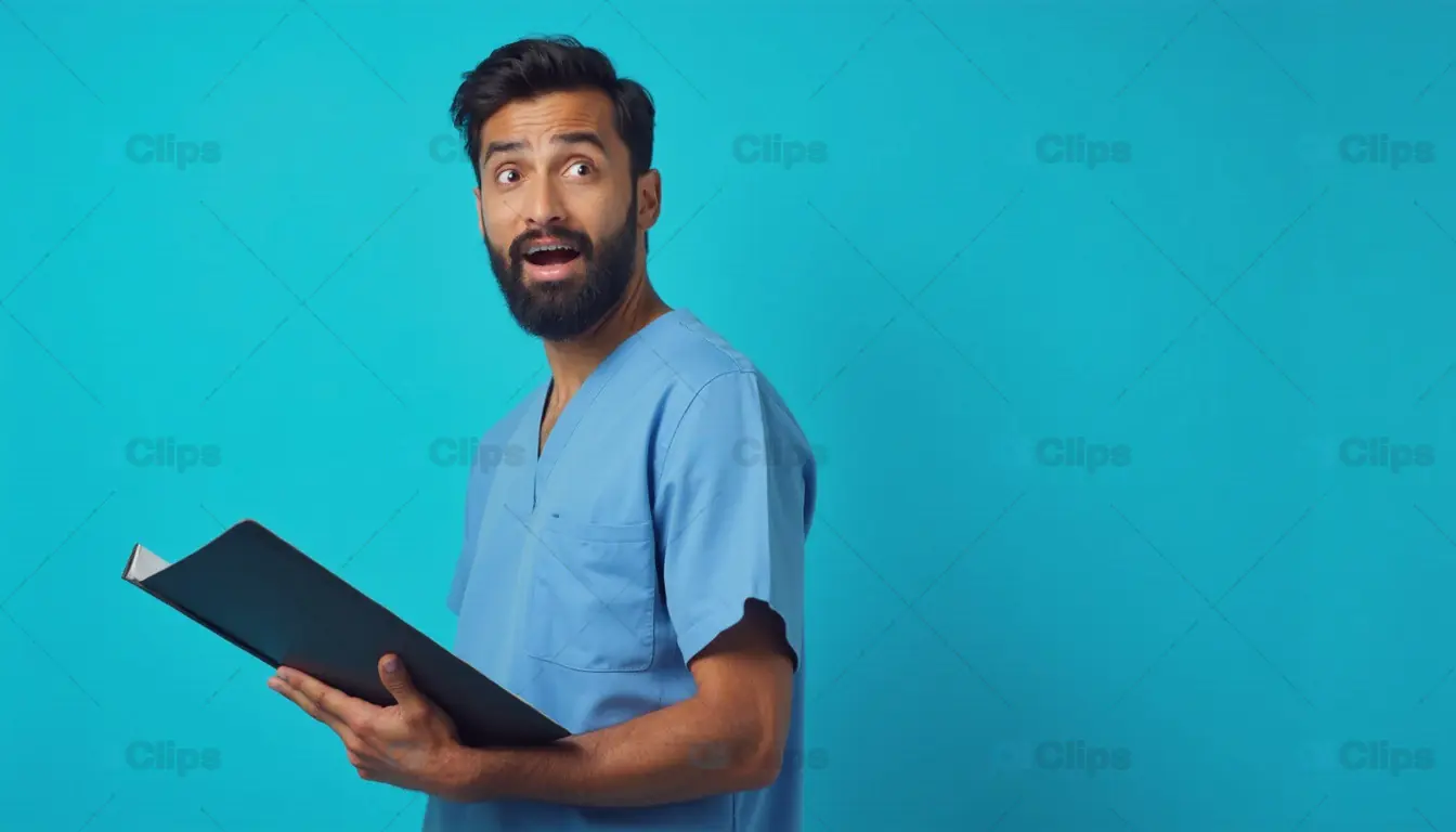 Surprised Male Nurse with File