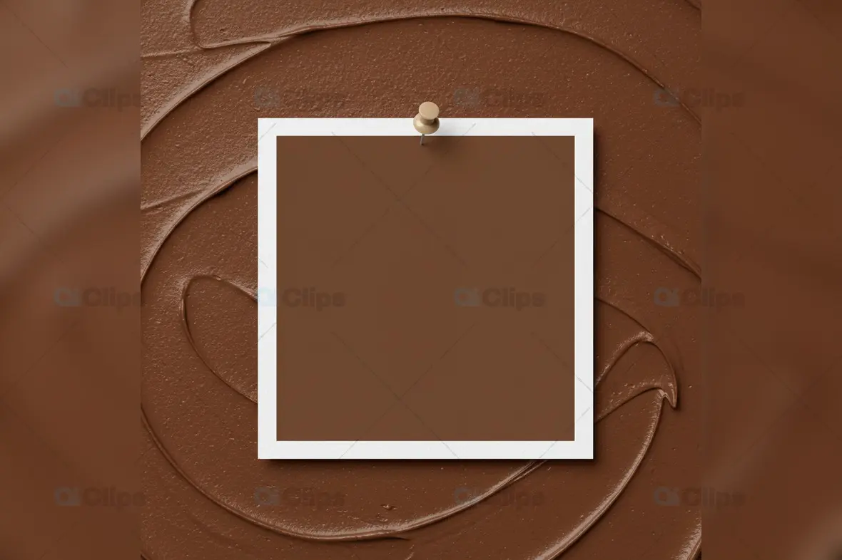 Pinned Card Mockup on Smooth Chocolate Texture Background