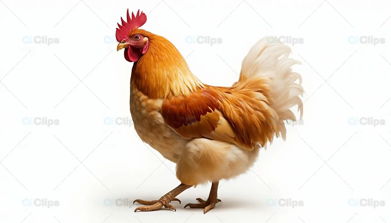 Golden Rooster on White Background