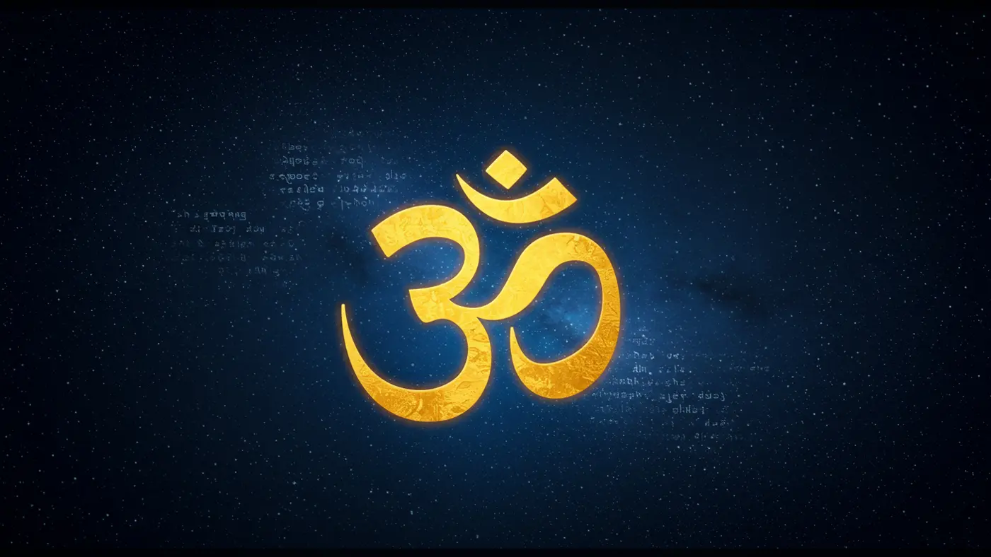 Golden Om Symbol on Cosmic Galaxy Background | AIClips Divine Visuals