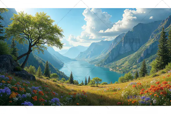 Idyllic Mountain Lake View