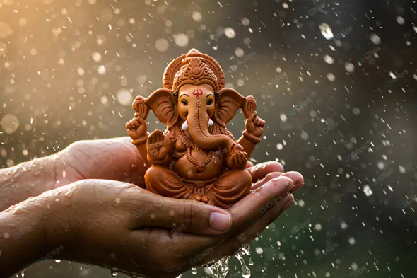 Sacred Ganesha in Rainfall