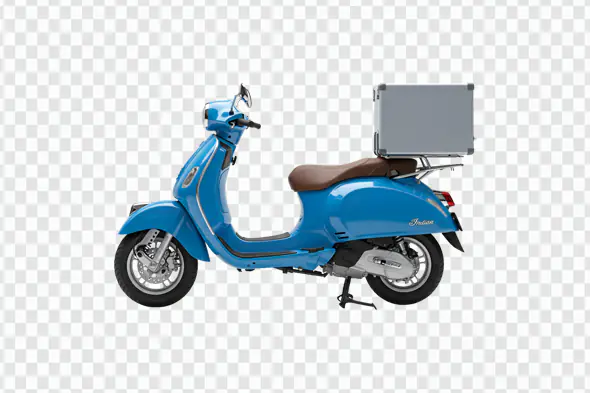 Blue Vintage Scooter with Delivery Box PNG