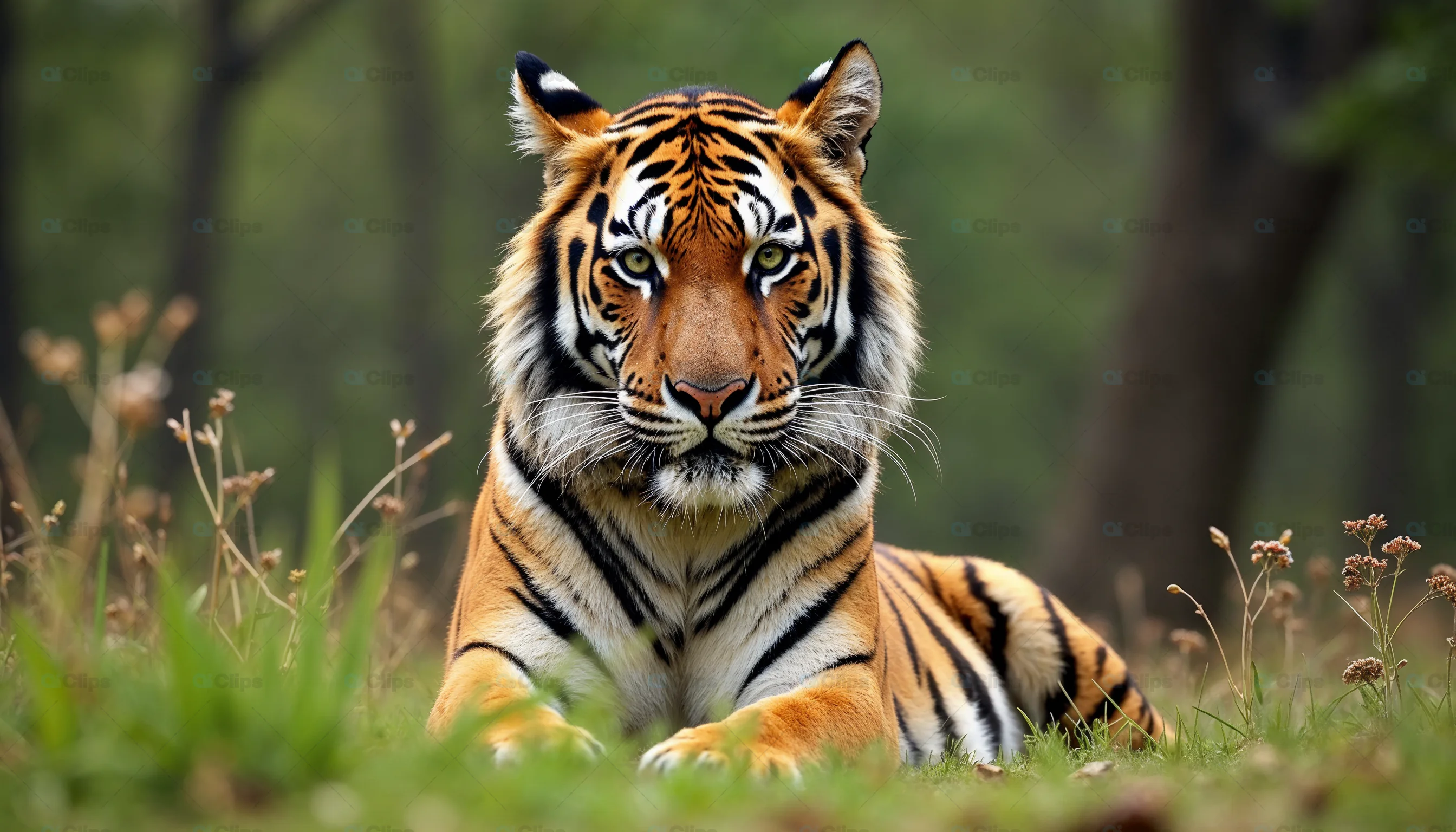 Bengal Tiger Resting in Forest