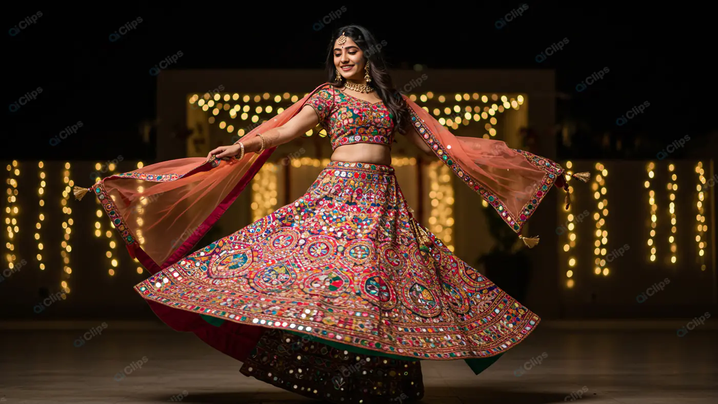 Twirling Bride in Vibrant Lehenga