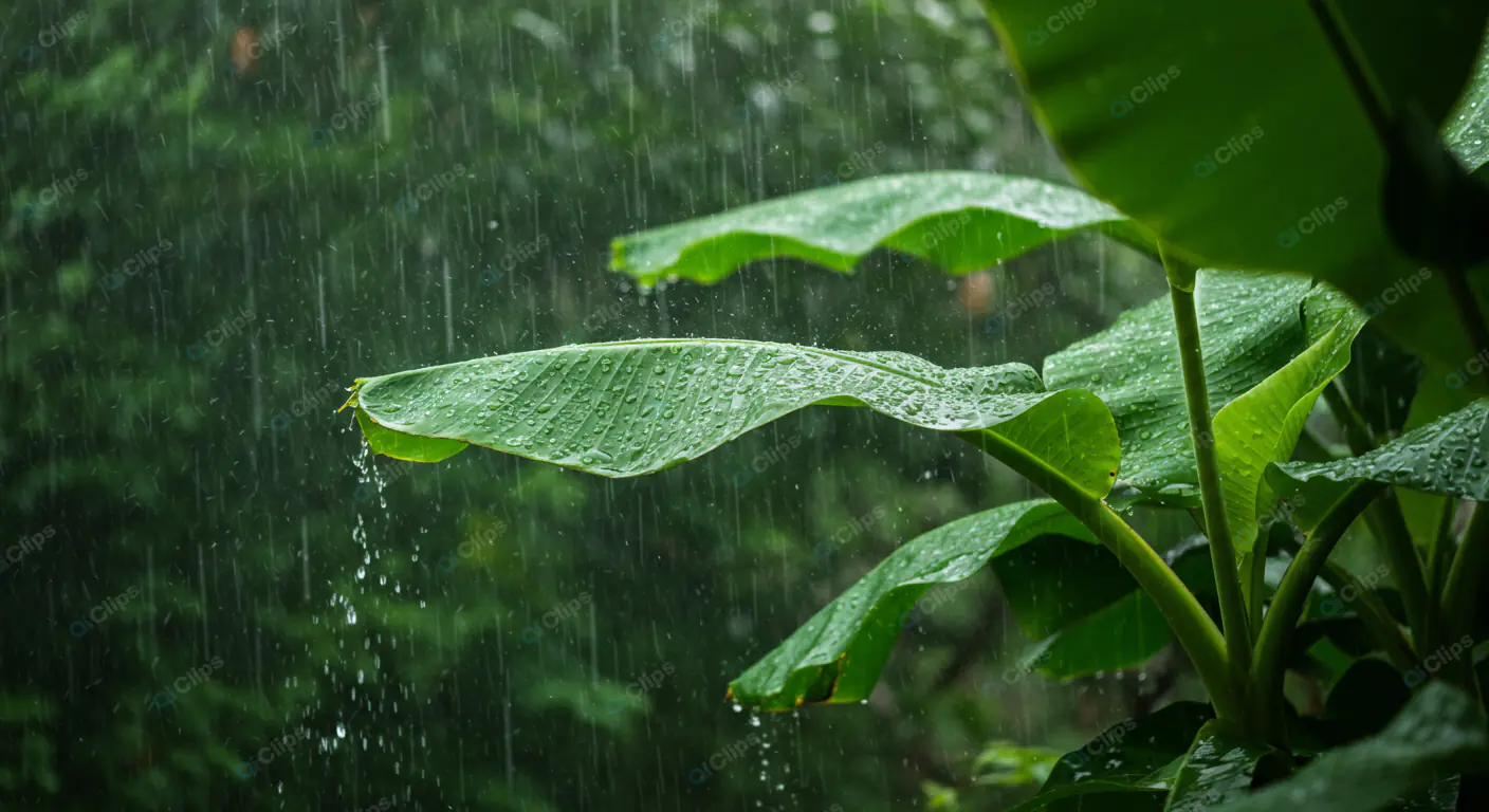 Tropical Leaf in Downpour
