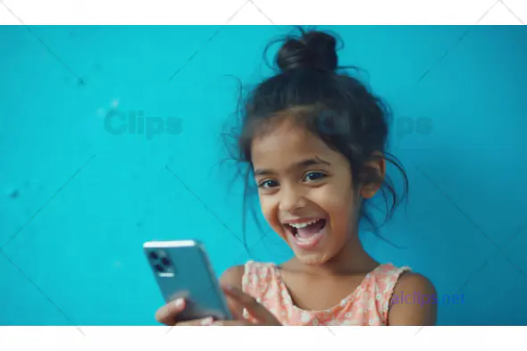 Happy Girl with Smartphone