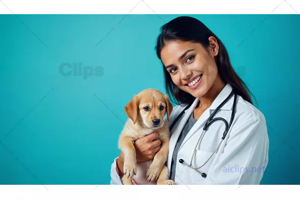 Smiling Veterinarian with Puppy