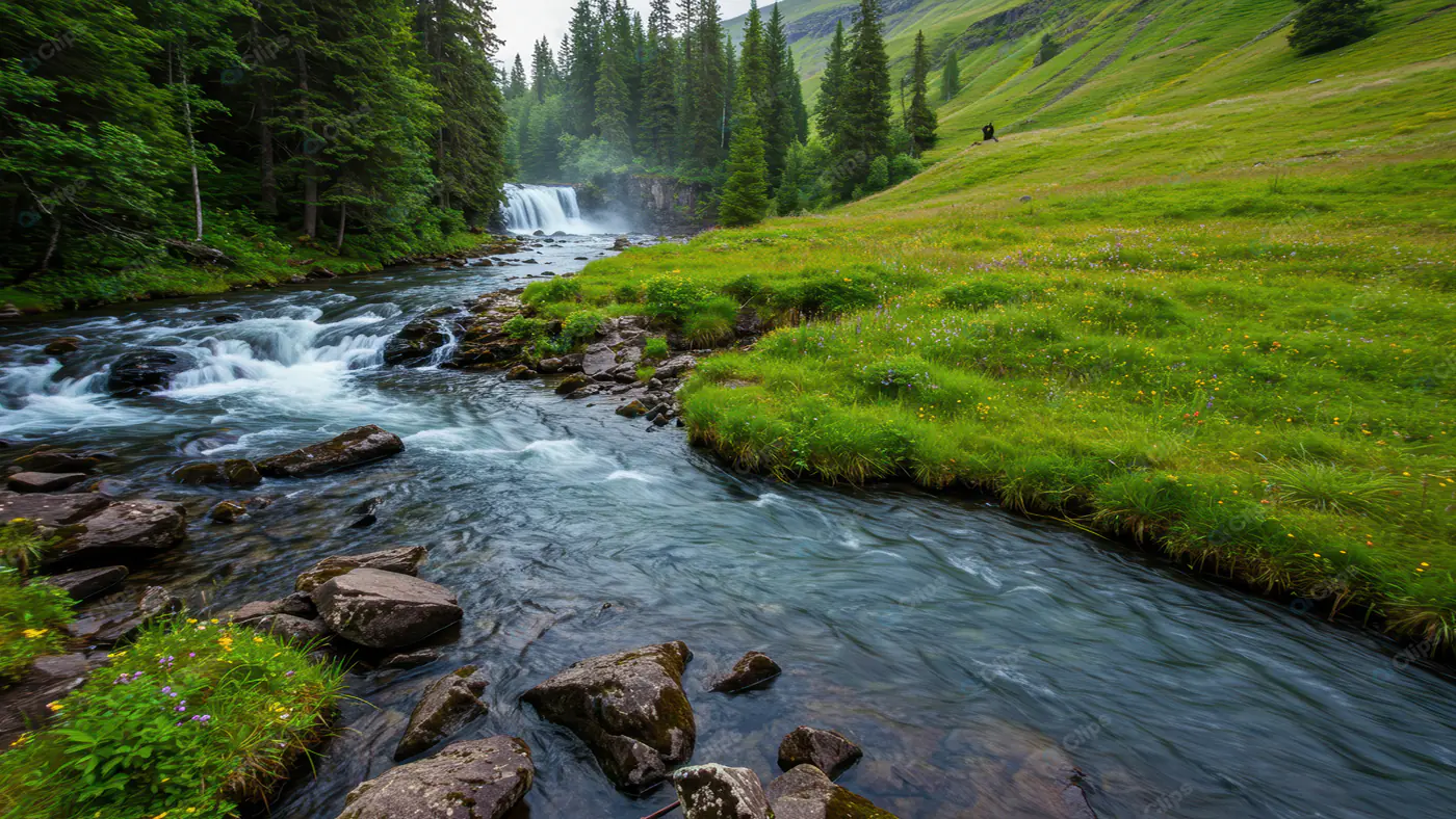 Verdant Valley Waterfall Stream