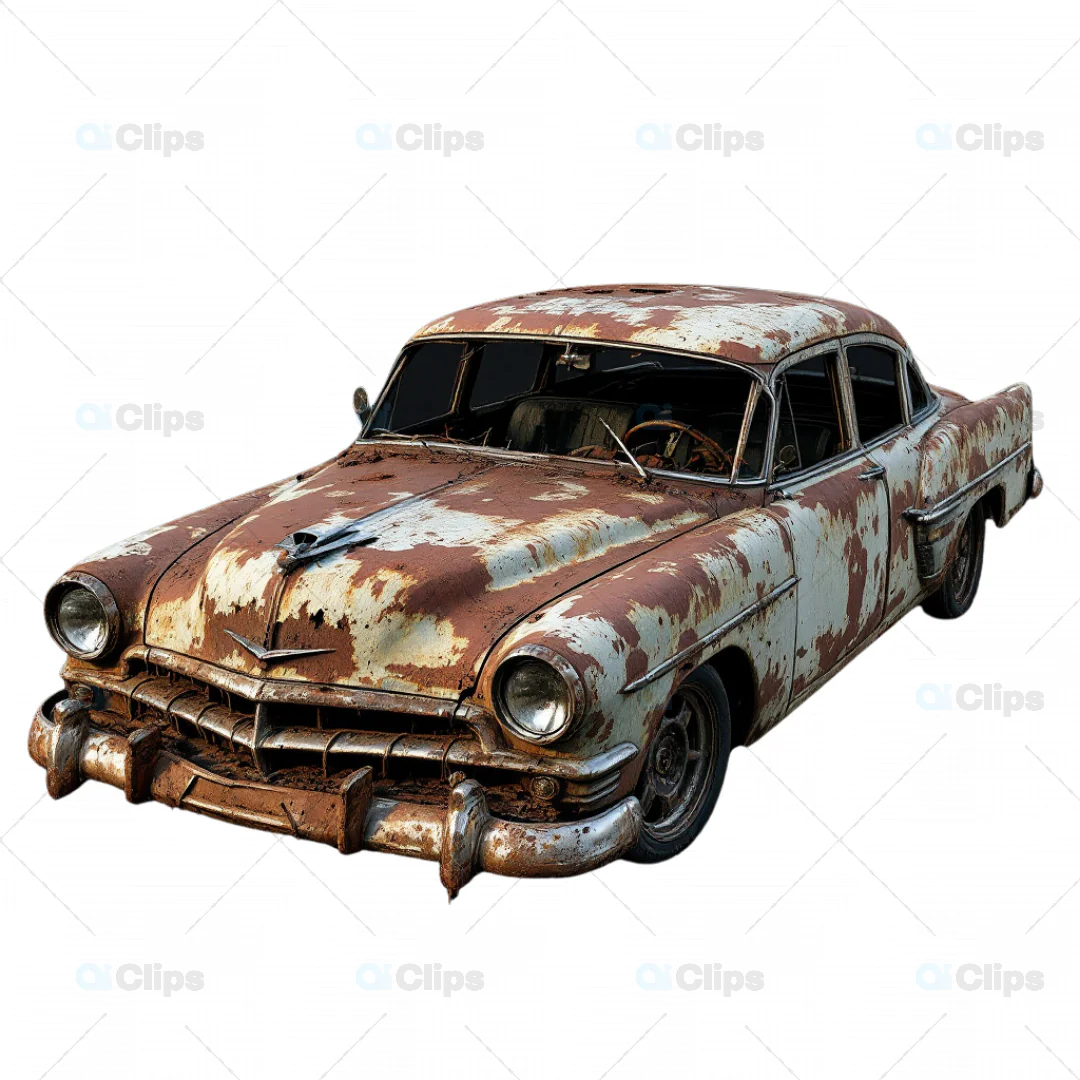 3D Rusted Classic American Sedan