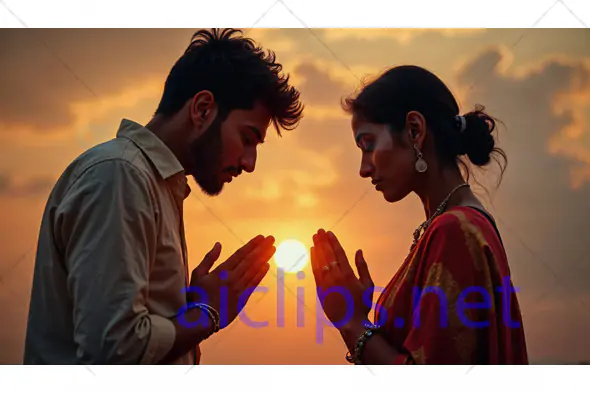 Couple Meditating at Sunset