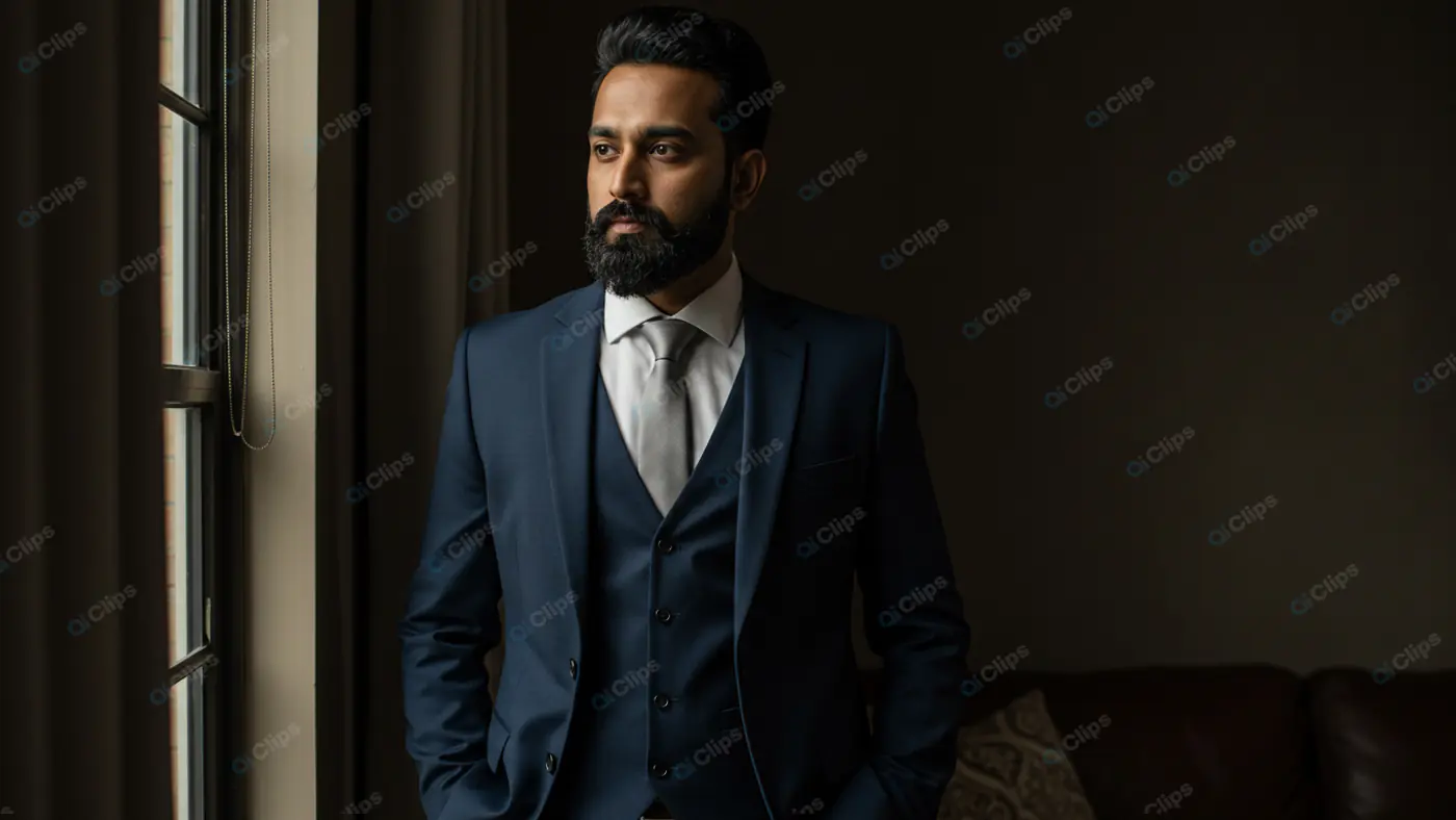 Elegant Businessman in Blue Suit