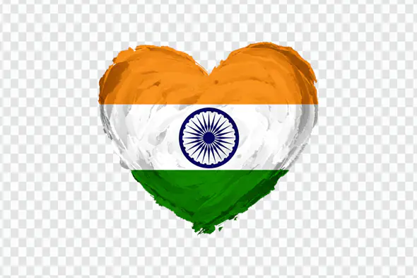 Indian Flag Heart Brushstroke Design PNG Clipart