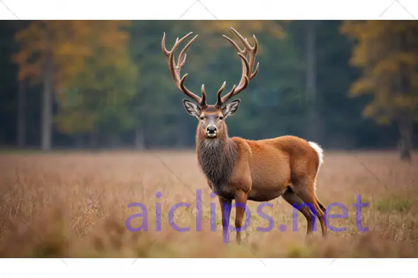 Majestic Red Deer Stag in Autumn Field