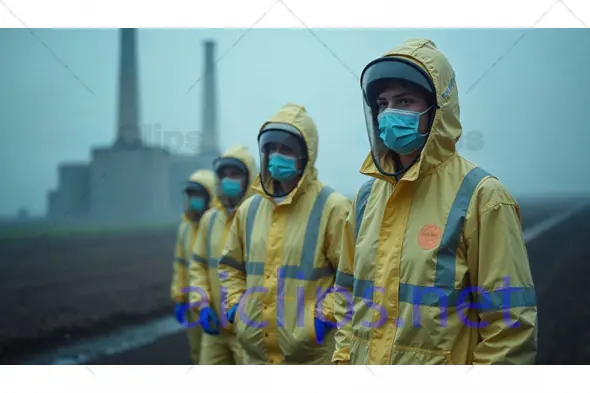 Hazmat Team in Foggy Industrial Zone