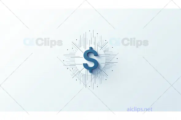 Minimalist Dollar Symbol with Digital Lines Background