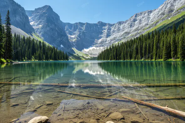 Pristine Mountain Lake Reflection
