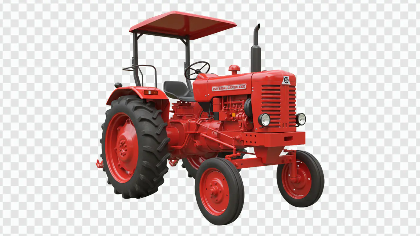 Classic Red Farm Tractor with Canopy PNG Clipart