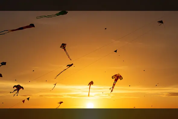 Makar Sankranti Kites at Sunset | AIClips Indian Festival Sky View