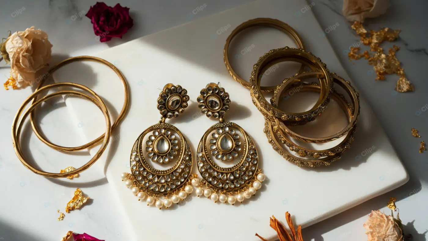 Elegant Indian Jewelry Flatlay