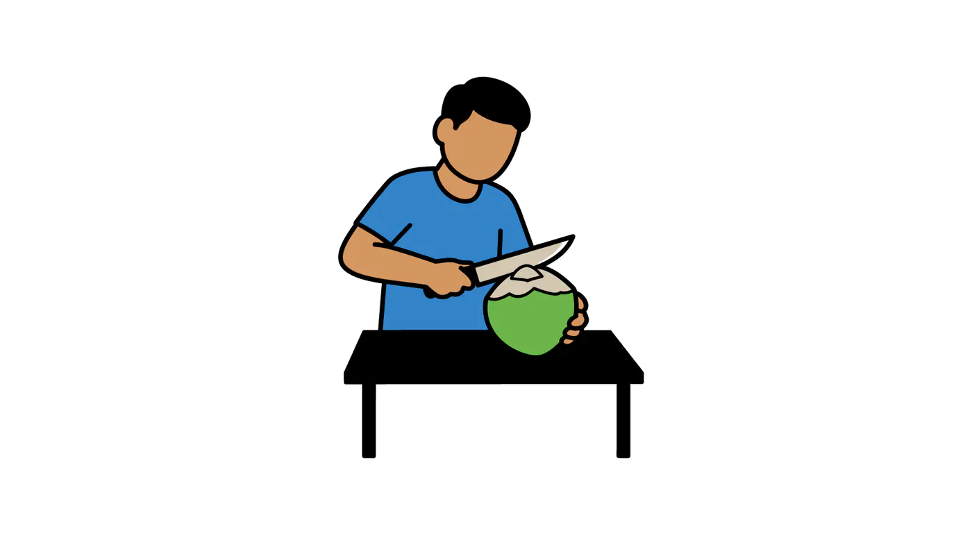 Coconut Cutting Vector Illustration