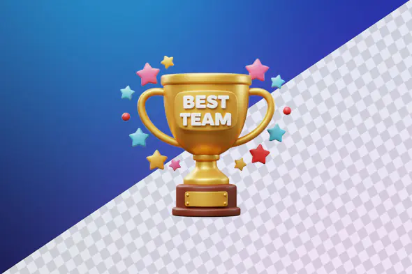 Golden trophy best team colorful stars award