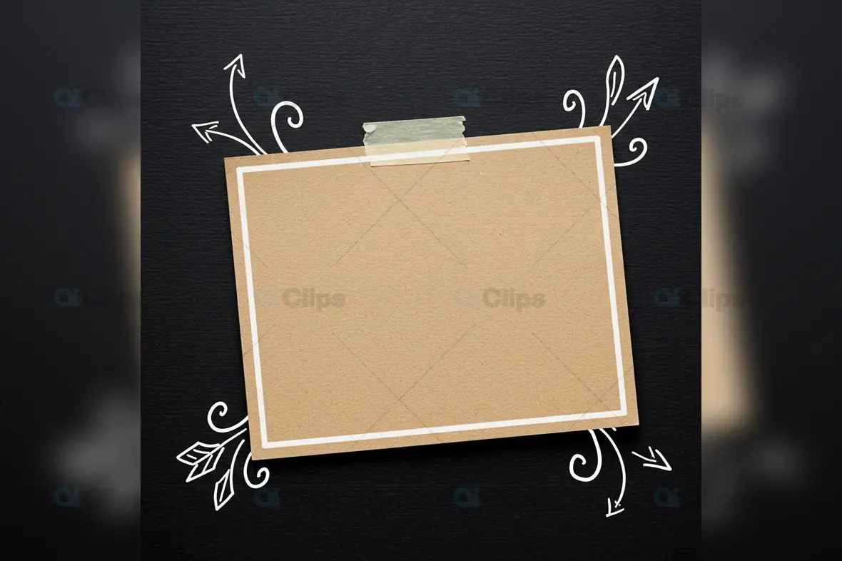 Horizontal Brown Card Mockup with Hand-Drawn Chalk Arrows