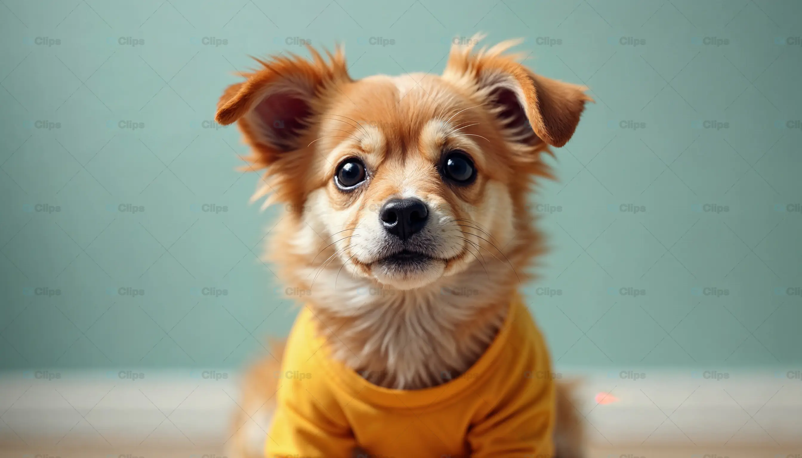 Cute Puppy in Yellow Shirt