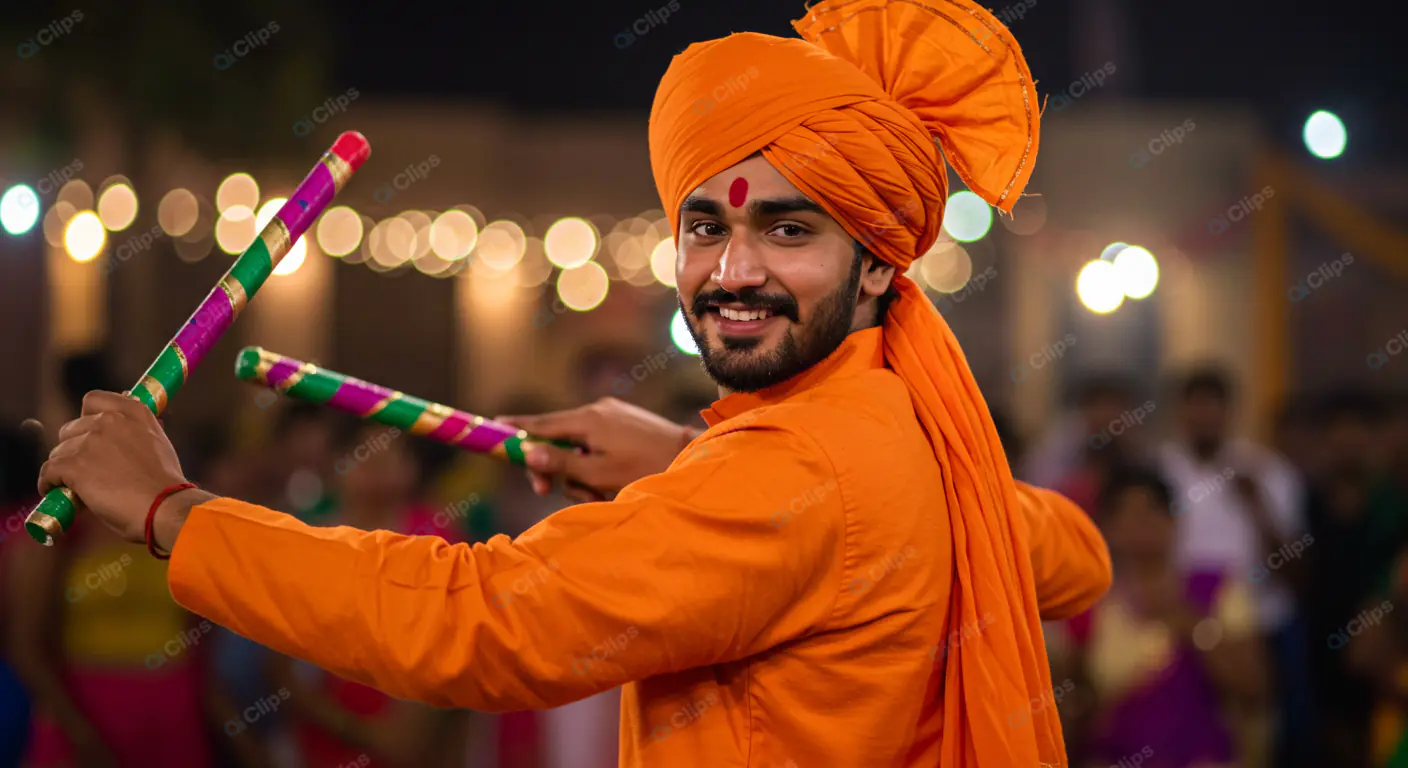 Dandiya Dancer: Festive Night Energy