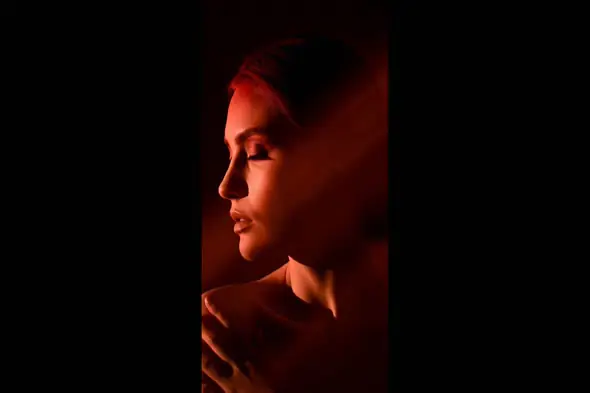 Dramatic Red-Lit Profile