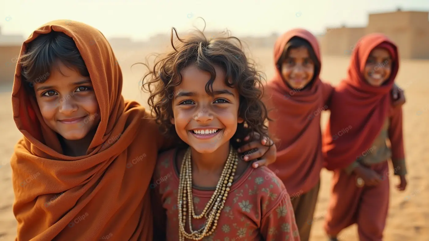 Joyful Children in Traditional Attire