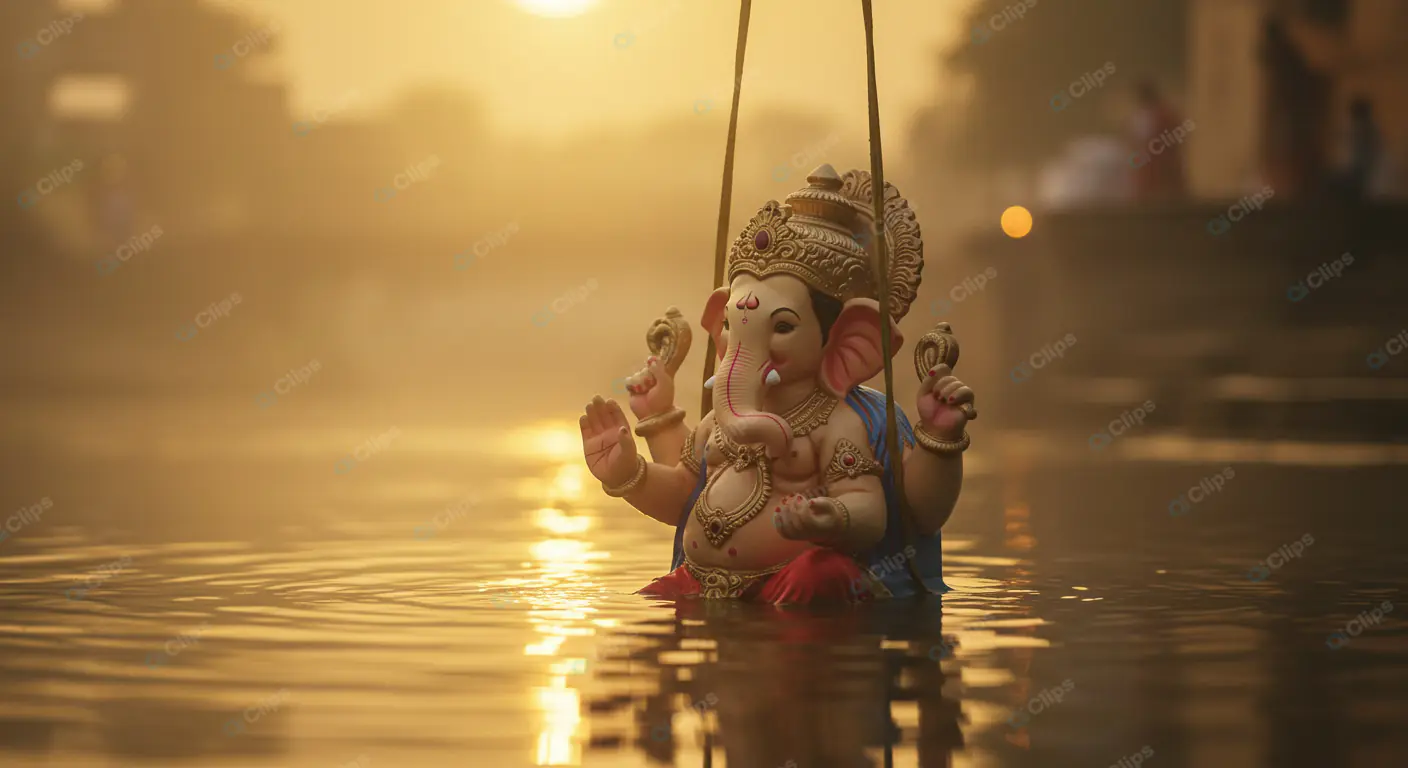 Ganesha Idol Immersion at Golden Hour