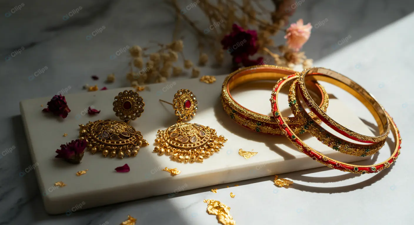 Sunlit Traditional Indian Jewelry Ensemble