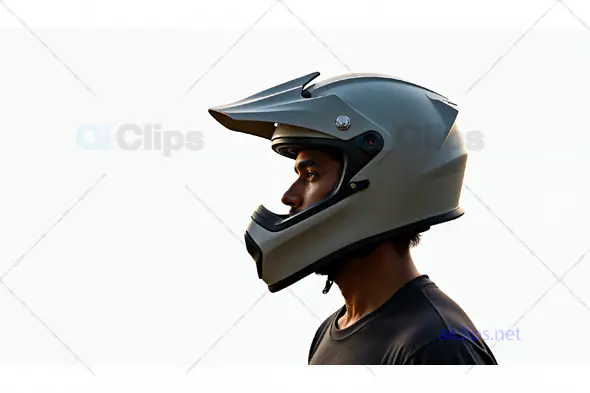 Profile View of Man in Off-Road Motorcycle Helmet