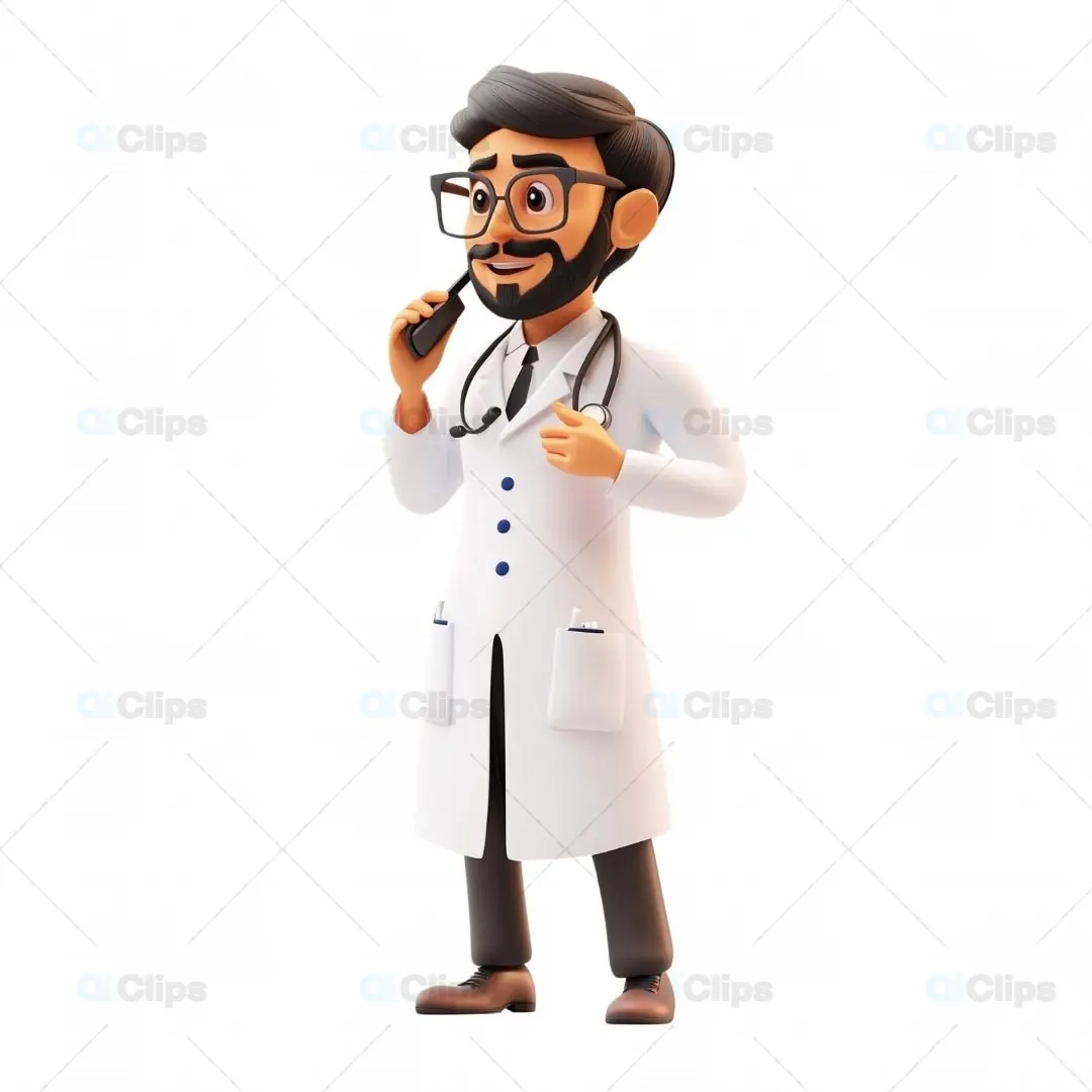 3D Indian Doctor Avatar Holding Stethoscope