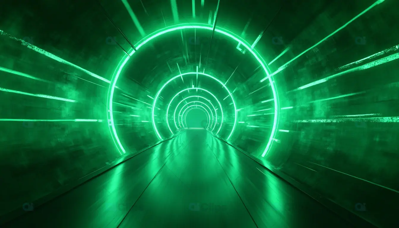Futuristic Neon Green Tunnel