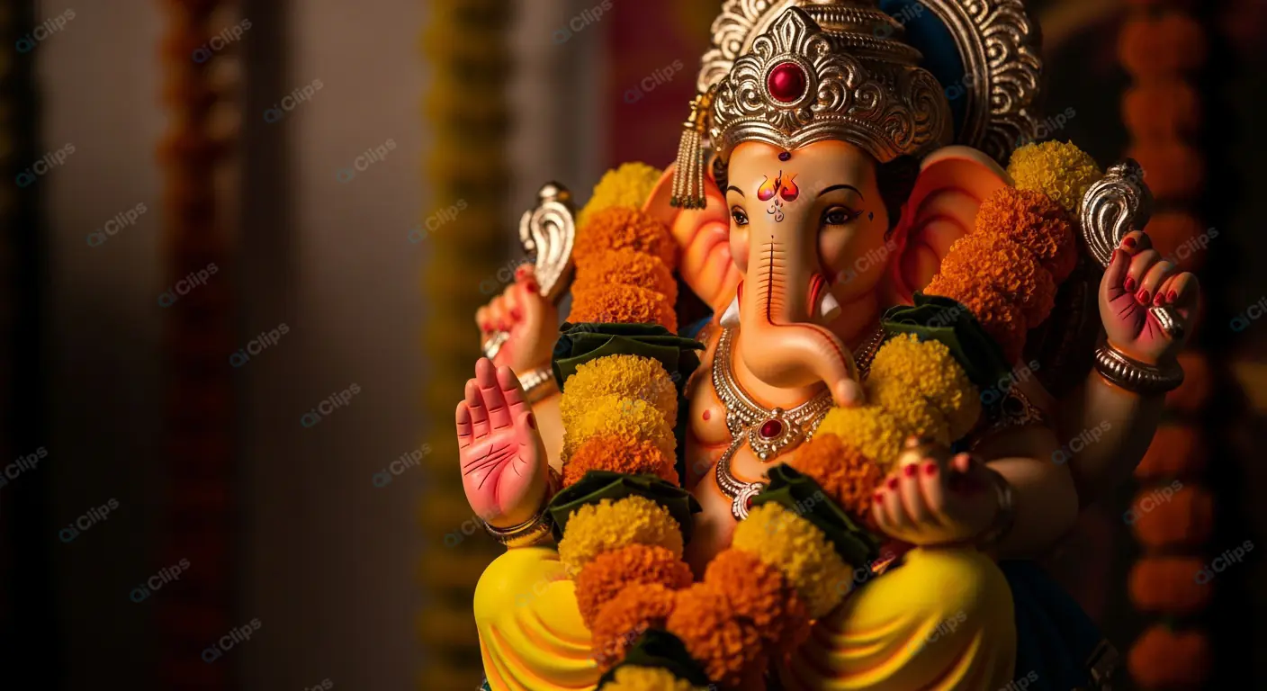 Resplendent Ganesha Festooned with Marigolds