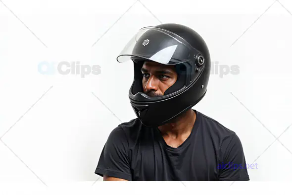 Man Wearing Black Motorcycle Helmet