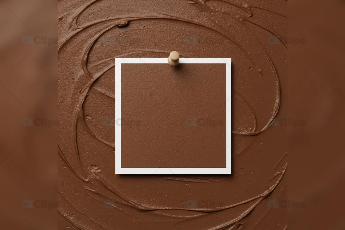 Pinned Card Mockup with Swirled Chocolate Background