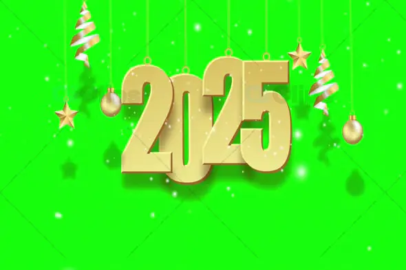 2025 Golden Celebration Design with Festive Ornaments