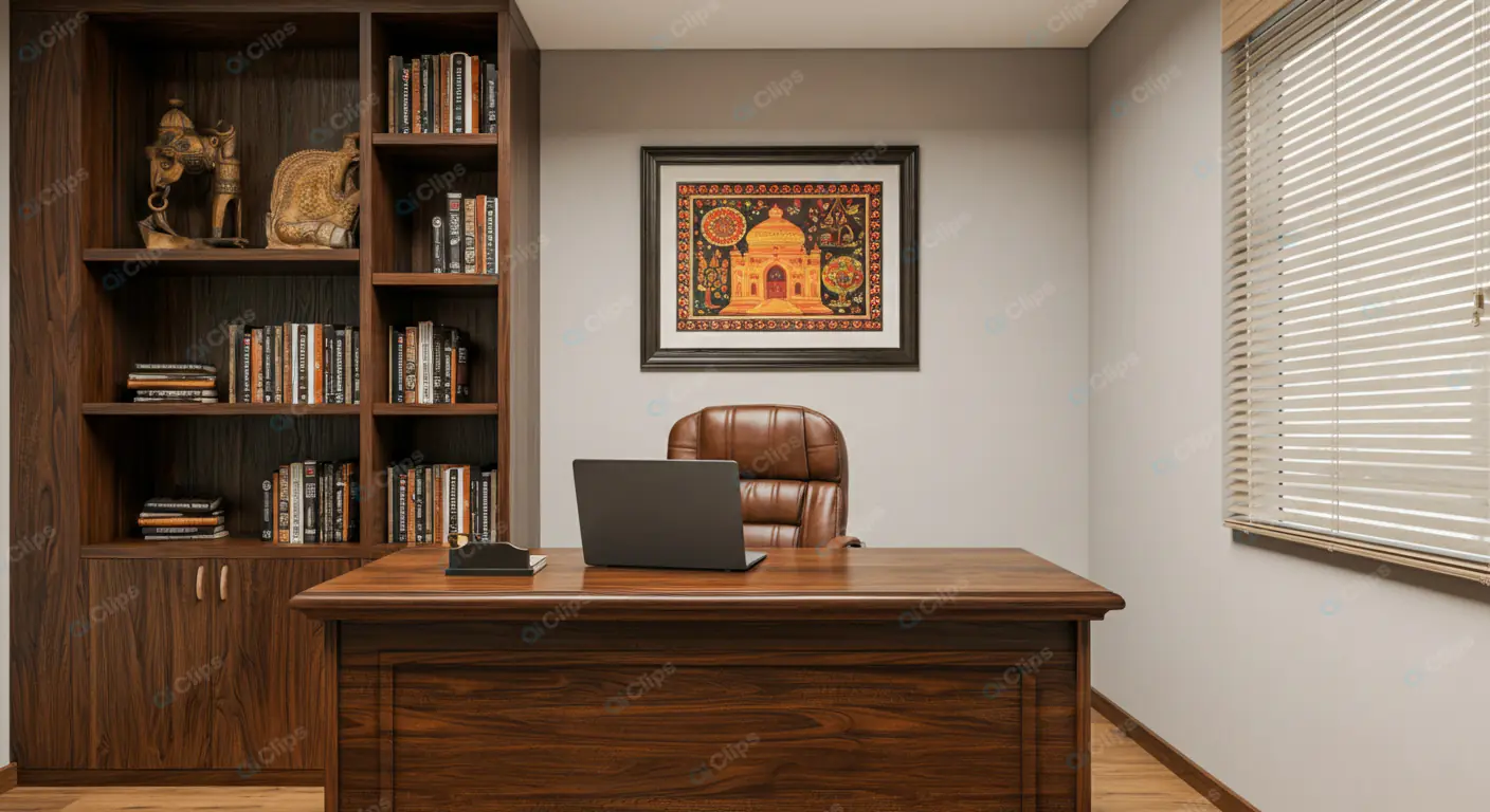 Executive Office with Indian Art Accent