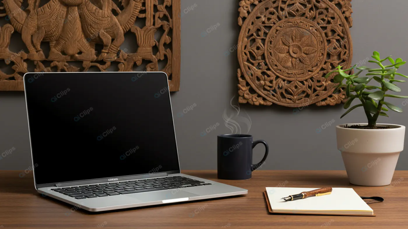 Artisanal Home Office with Cultural Decor