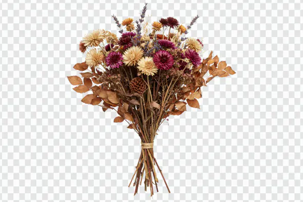 Autumn Dried Flower Bouquet Rustic Decor PNG