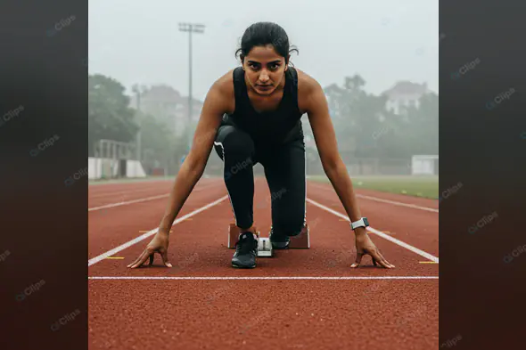 Athlete at Starting Blocks