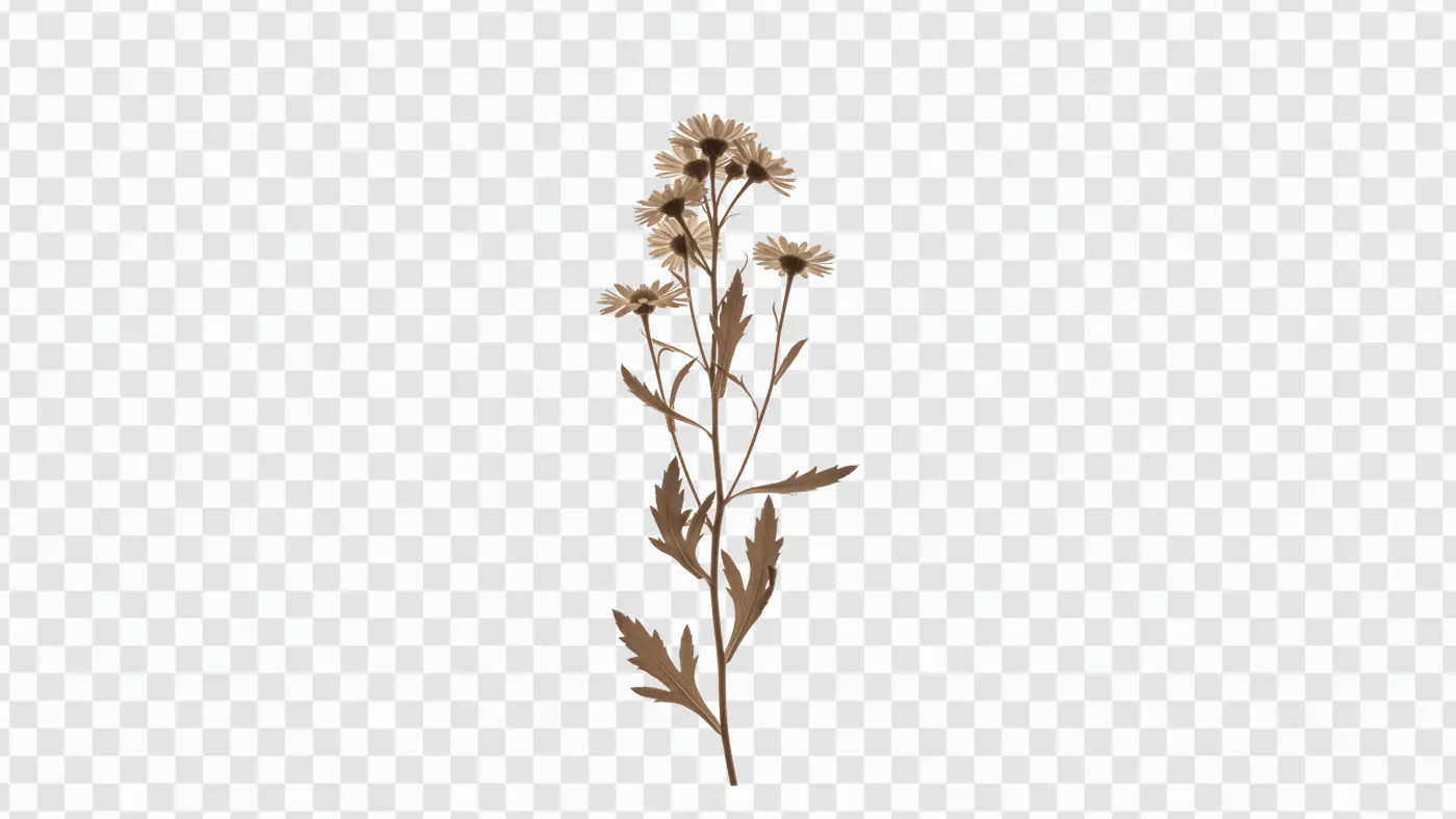 Delicate Dried Daisy Stem Botanical PNG Clipart